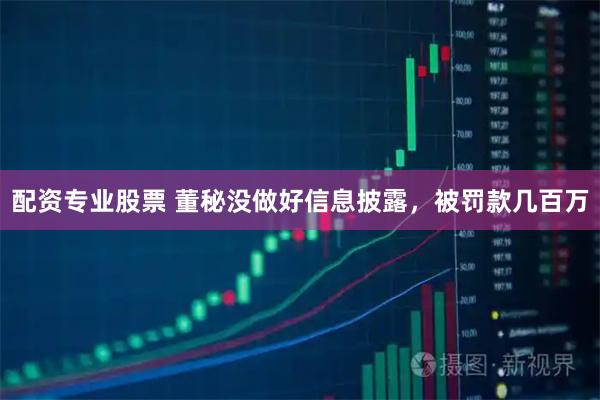 配资专业股票 董秘没做好信息披露，被罚款几百万